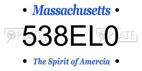 538EL0 Massachusetts License Plate