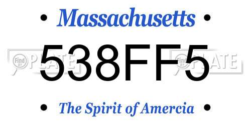 538FF5 Massachusetts License Plate