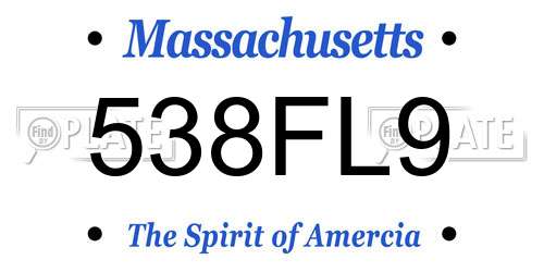538FL9 Massachusetts License Plate