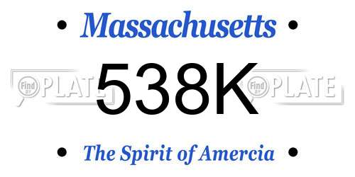 538K Massachusetts License Plate