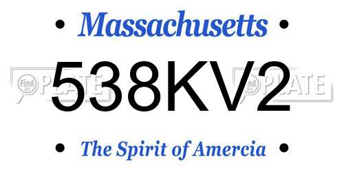 538KV2 Massachusetts License Plate