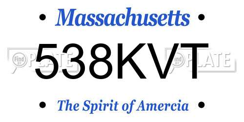 538KVT Massachusetts License Plate