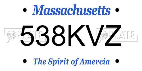 538KVZ Massachusetts License Plate