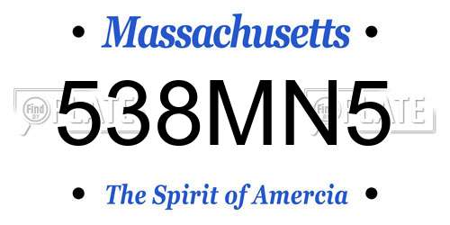 538MN5 Massachusetts License Plate