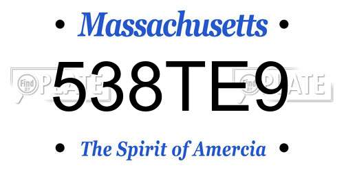 538TE9 Massachusetts License Plate
