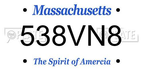 538VN8 Massachusetts License Plate