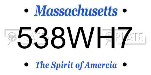 538WH7 Massachusetts License Plate