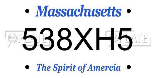 538XH5 Massachusetts License Plate