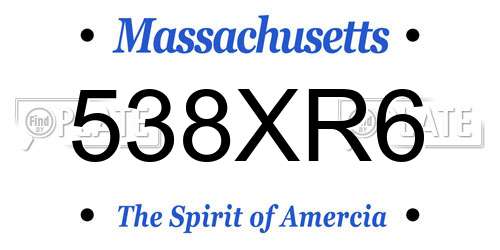 538XR6 Massachusetts License Plate