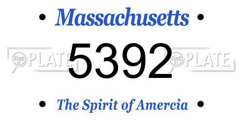 5392 Massachusetts License Plate