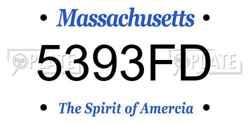 5393FD Massachusetts License Plate