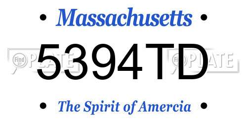5394TD Massachusetts License Plate