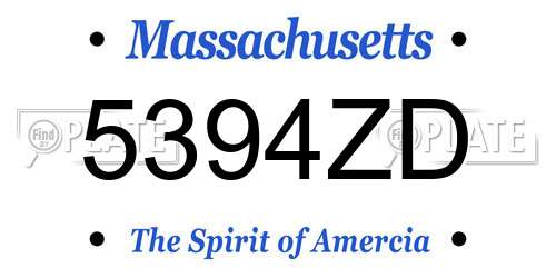 5394ZD Massachusetts License Plate