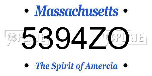 5394ZO Massachusetts License Plate