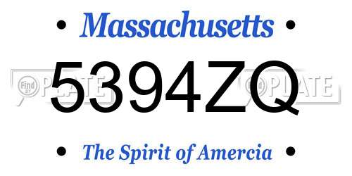 5394ZQ Massachusetts License Plate