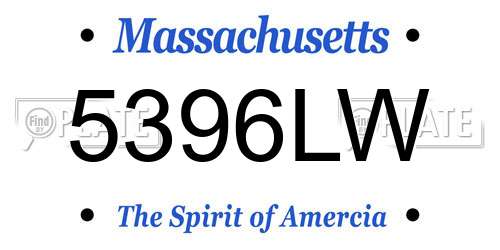 5396LW Massachusetts License Plate
