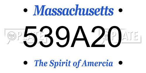 539A20 Massachusetts License Plate
