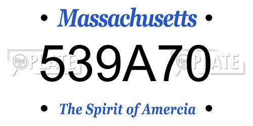 539A70 Massachusetts License Plate