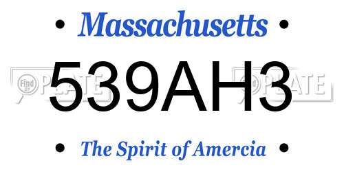 539AH3 Massachusetts License Plate