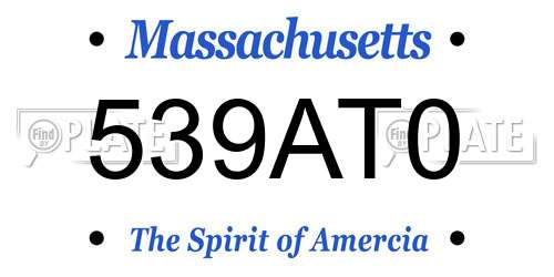 539AT0 Massachusetts License Plate