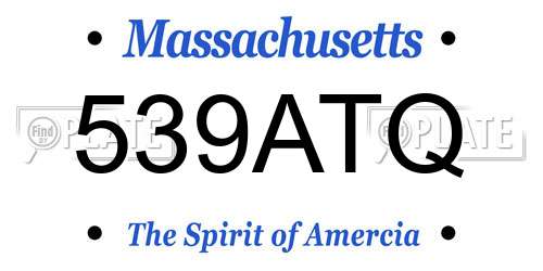 539ATQ Massachusetts License Plate
