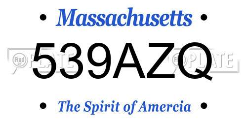 539AZQ Massachusetts License Plate