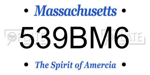 539BM6 Massachusetts License Plate
