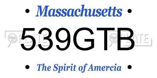 539GTB Massachusetts License Plate