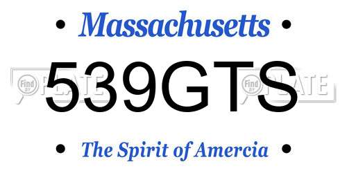 539GTS Massachusetts License Plate