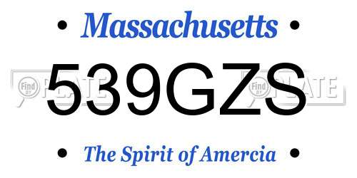 539GZS Massachusetts License Plate