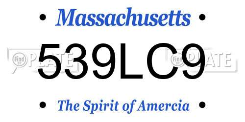 539LC9 Massachusetts License Plate