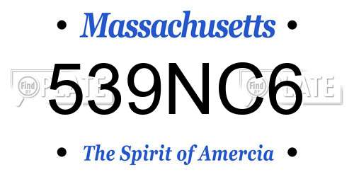 539NC6 Massachusetts License Plate