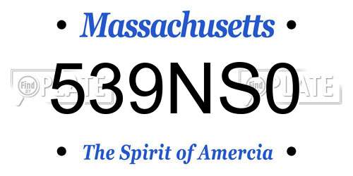 539NS0 Massachusetts License Plate