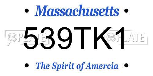 539TK1 Massachusetts License Plate