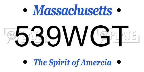 539WGT Massachusetts License Plate