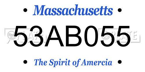 53AB055 Massachusetts License Plate