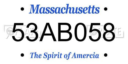53AB058 Massachusetts License Plate