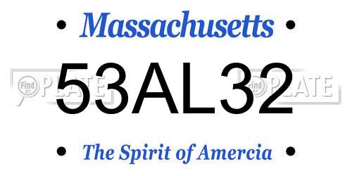 53AL32 Massachusetts License Plate