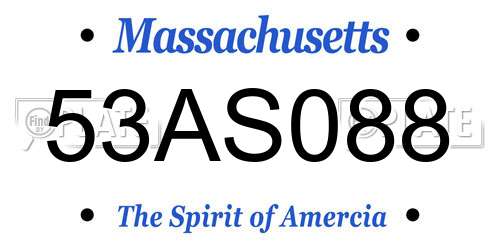 53AS088 Massachusetts License Plate