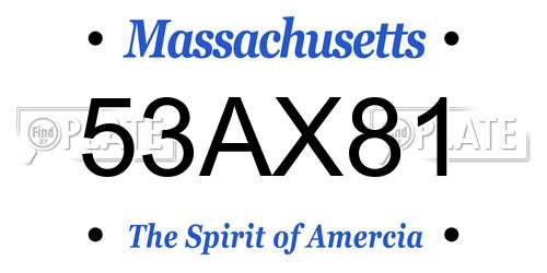 53AX81 Massachusetts License Plate