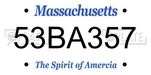 53BA357 Massachusetts License Plate