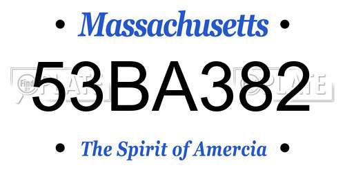 53BA382 Massachusetts License Plate