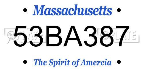 53BA387 Massachusetts License Plate