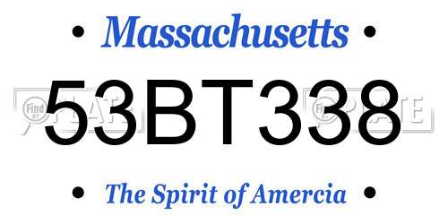 53BT338 Massachusetts License Plate