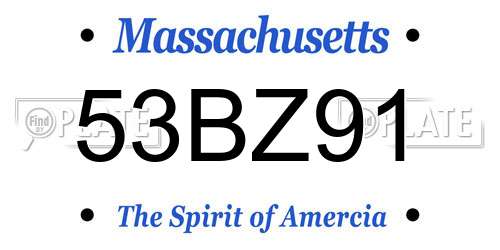 53BZ91 Massachusetts License Plate