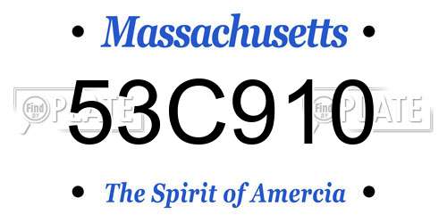 53C910 Massachusetts License Plate