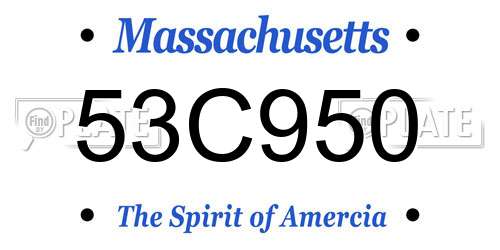 53C950 Massachusetts License Plate