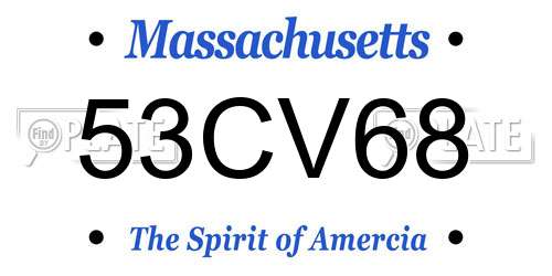 53CV68 Massachusetts License Plate