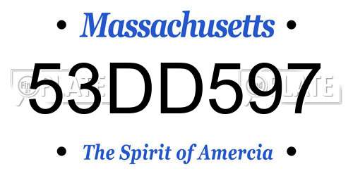 53DD597 Massachusetts License Plate