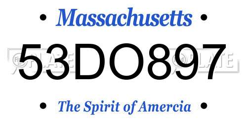 53DO897 Massachusetts License Plate